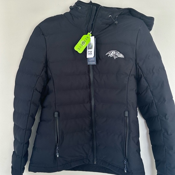 Women's Baltimore Ravens Cutter & Buck Black Full-Zip Hoodie Puffer Jacket NWT - Picture 5 of 11